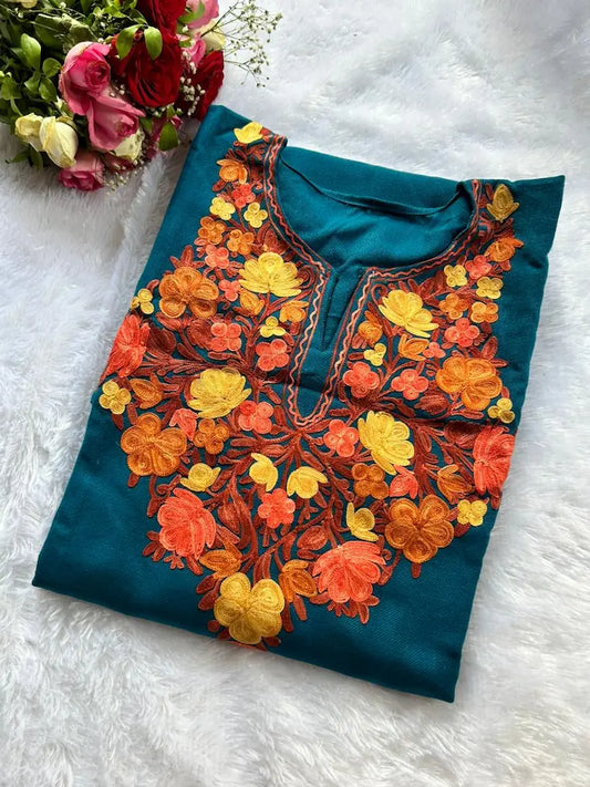 Navy Kashmiri Woolen Pheran