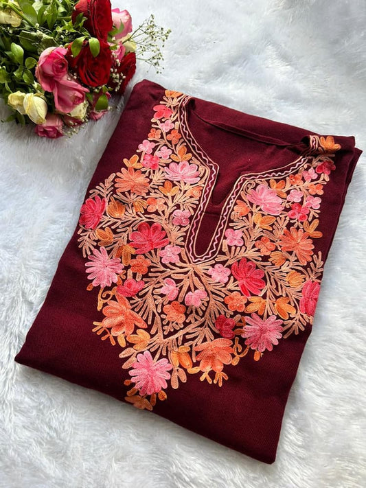 Cranberry Kashmiri Woolen Pheran