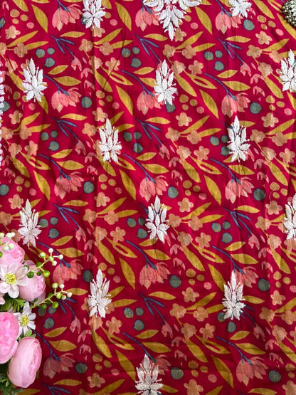 Saaz Deep Pink Strap Mul Mul Kurta