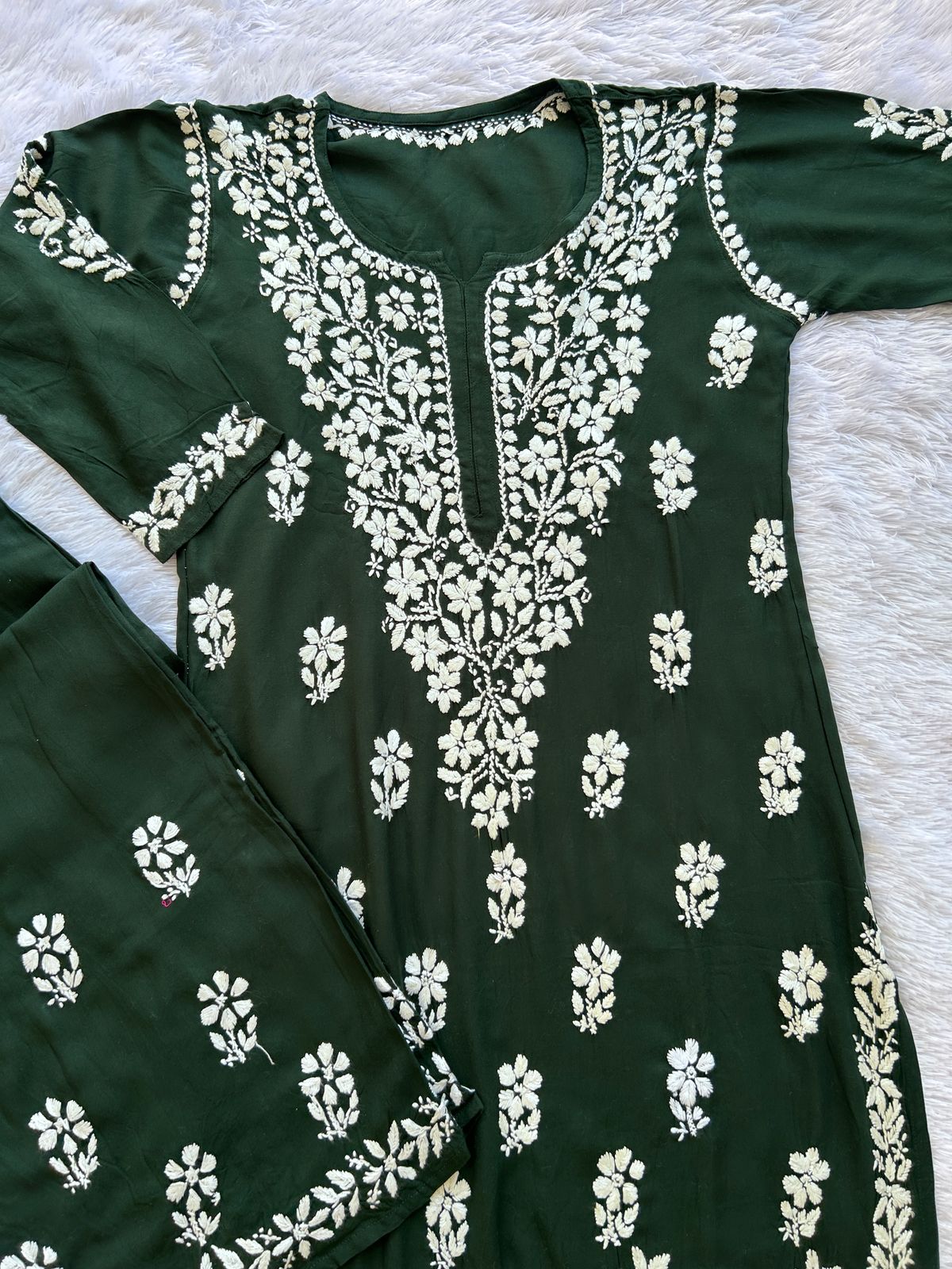 Khushi Green Chikankari Rayon Set