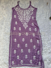 lavender noodle strap chikankari long kurti bollywood style indian style can be pair with jeans
