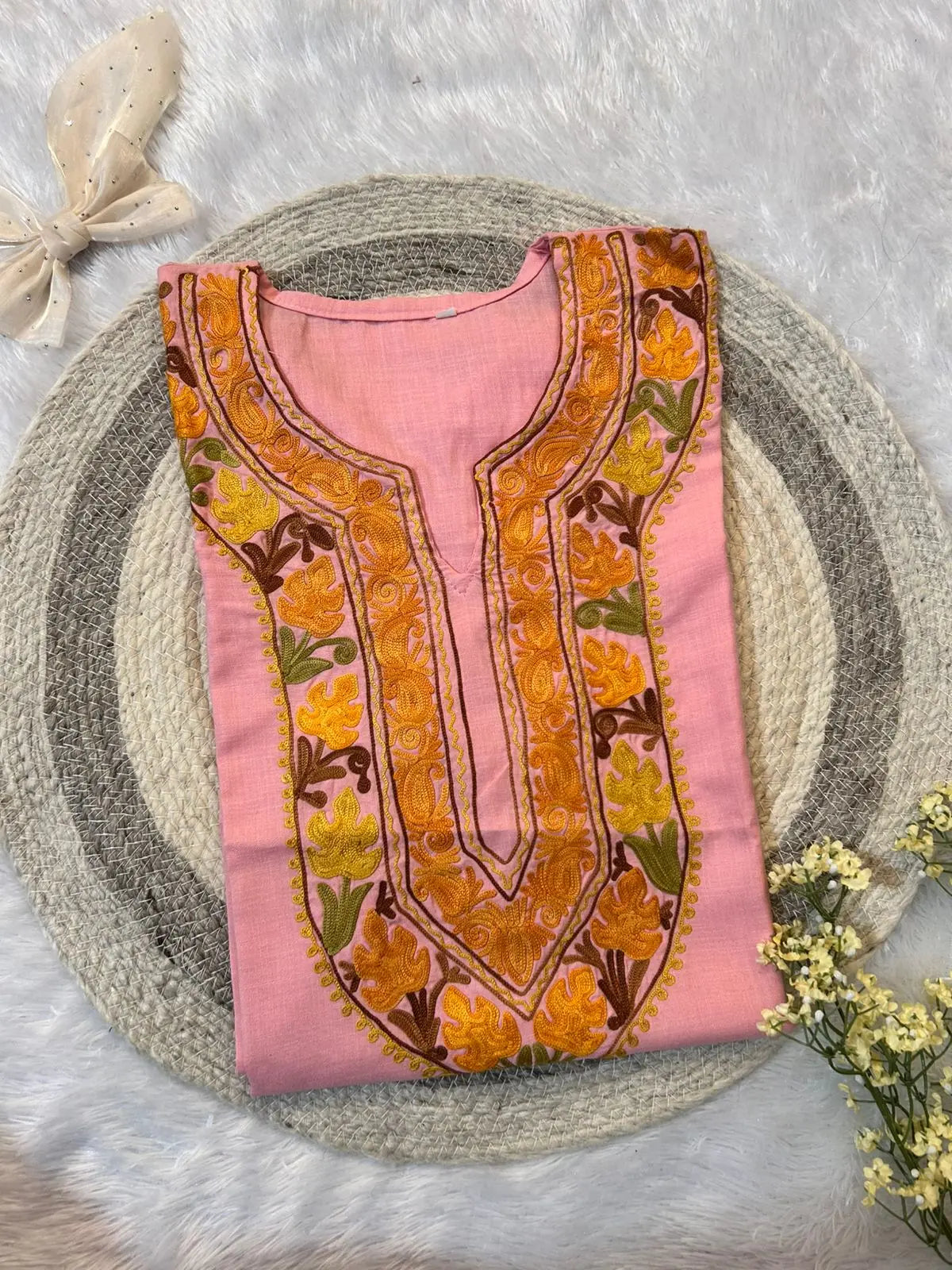 Sumbul Pink Kashmiri Short Kurta