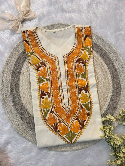 Gulnaz White Kashmiri Short Kurta
