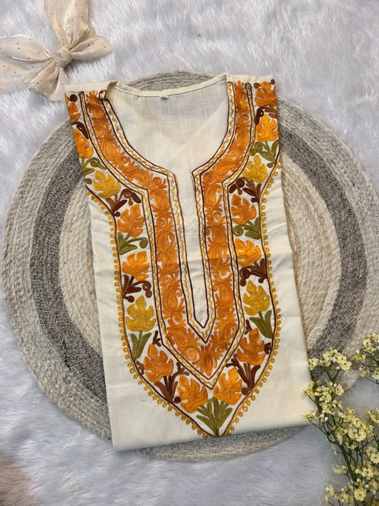 Gulnaz White Kashmiri Short Kurta