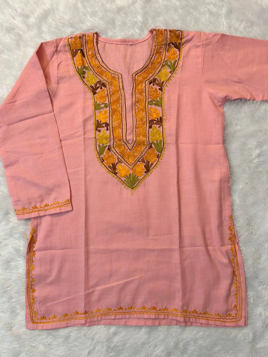 Sumbul Pink Kashmiri Short Kurta