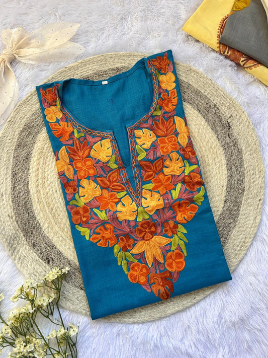 Chinar Blue Kashmiri Short Top