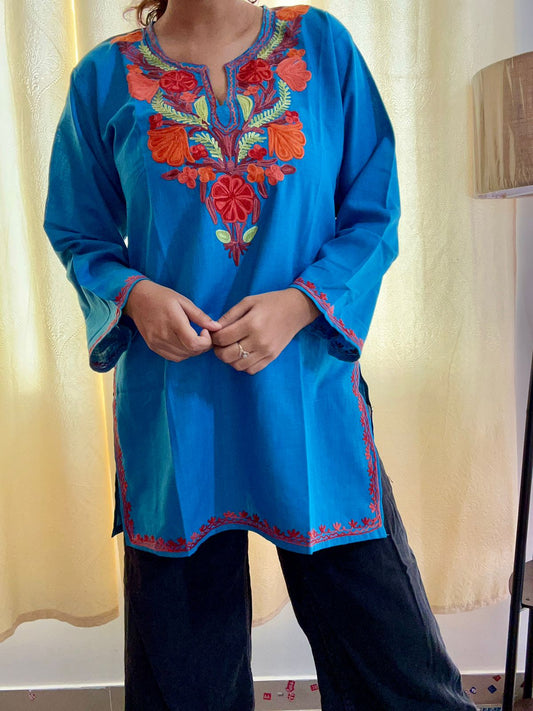 Blue Kashmiri Short Top