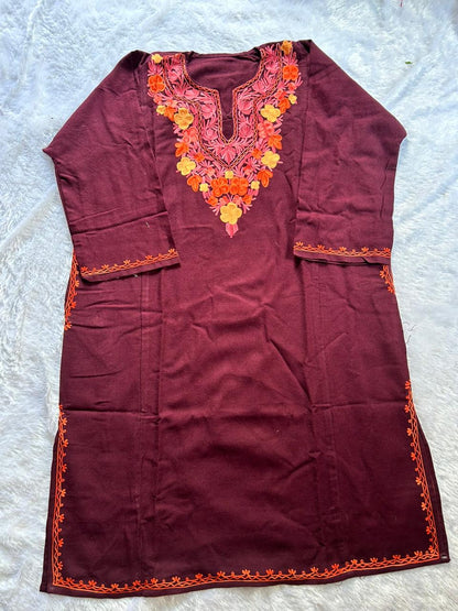 Wine Kashmiri Woolen Pheran