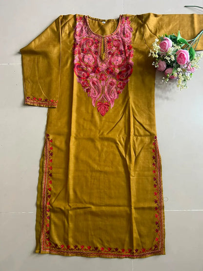 Mehendi Green Kashmiri Mid Length Kurta