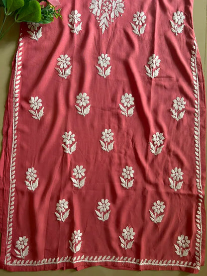 Saba Nude Noodle Strap Chikankari Long Kurti