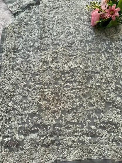 Karishma Gray Georgette Chikankari Kurti