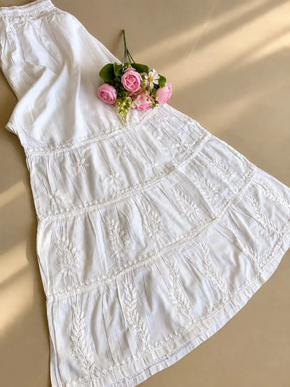 Rani Pink Mukesh Chikankari Kurta Garara Set