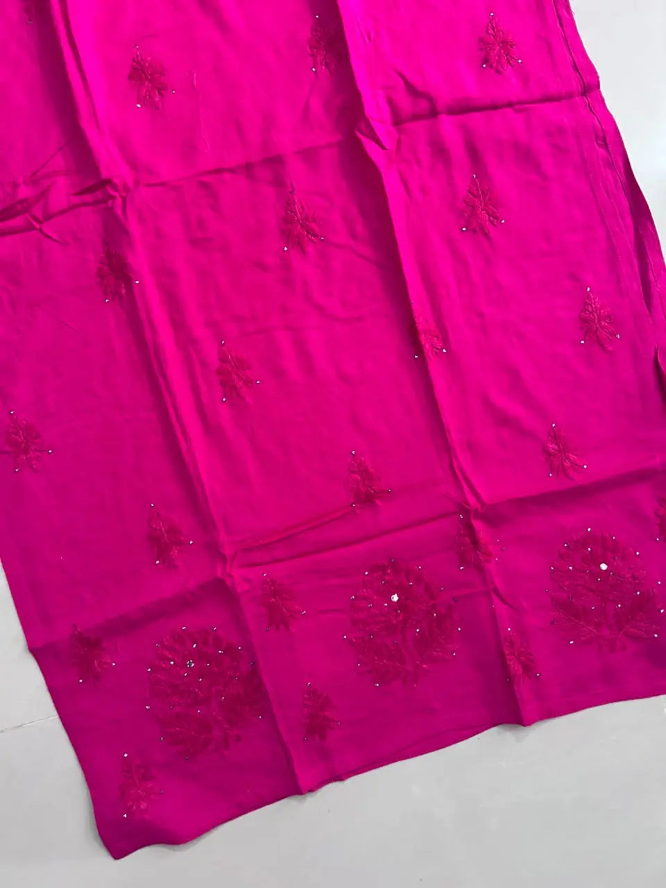 Rani Pink Mukesh Chikankari Kurta Garara Set