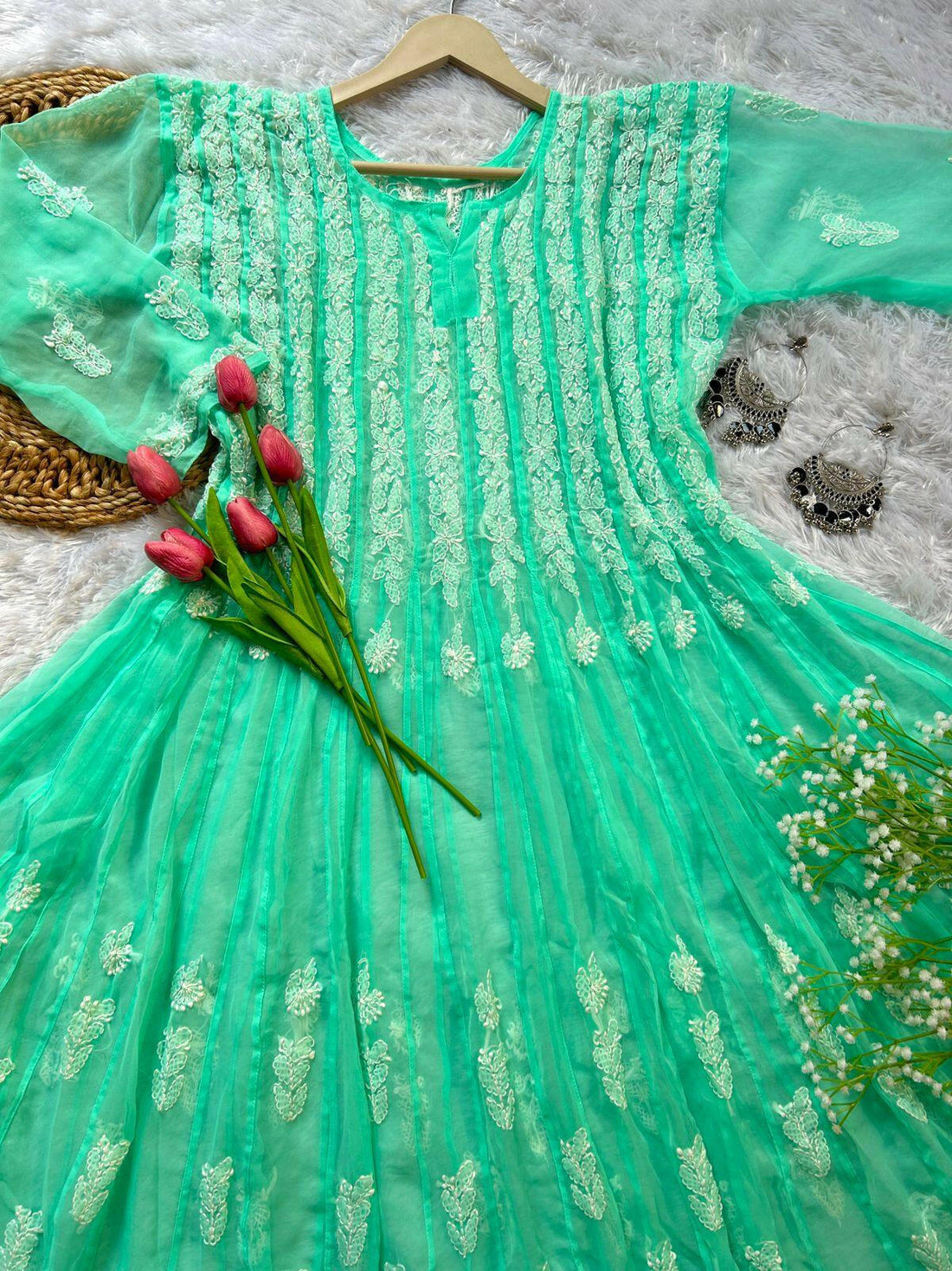 Sea Green Georgette Anarkali - Hayat&