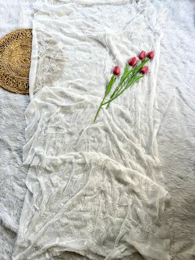 Chiffon dupatta with aari work embroidery by Hayat’s Lucknowi