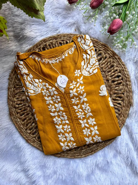 Rose mustard modal kurti