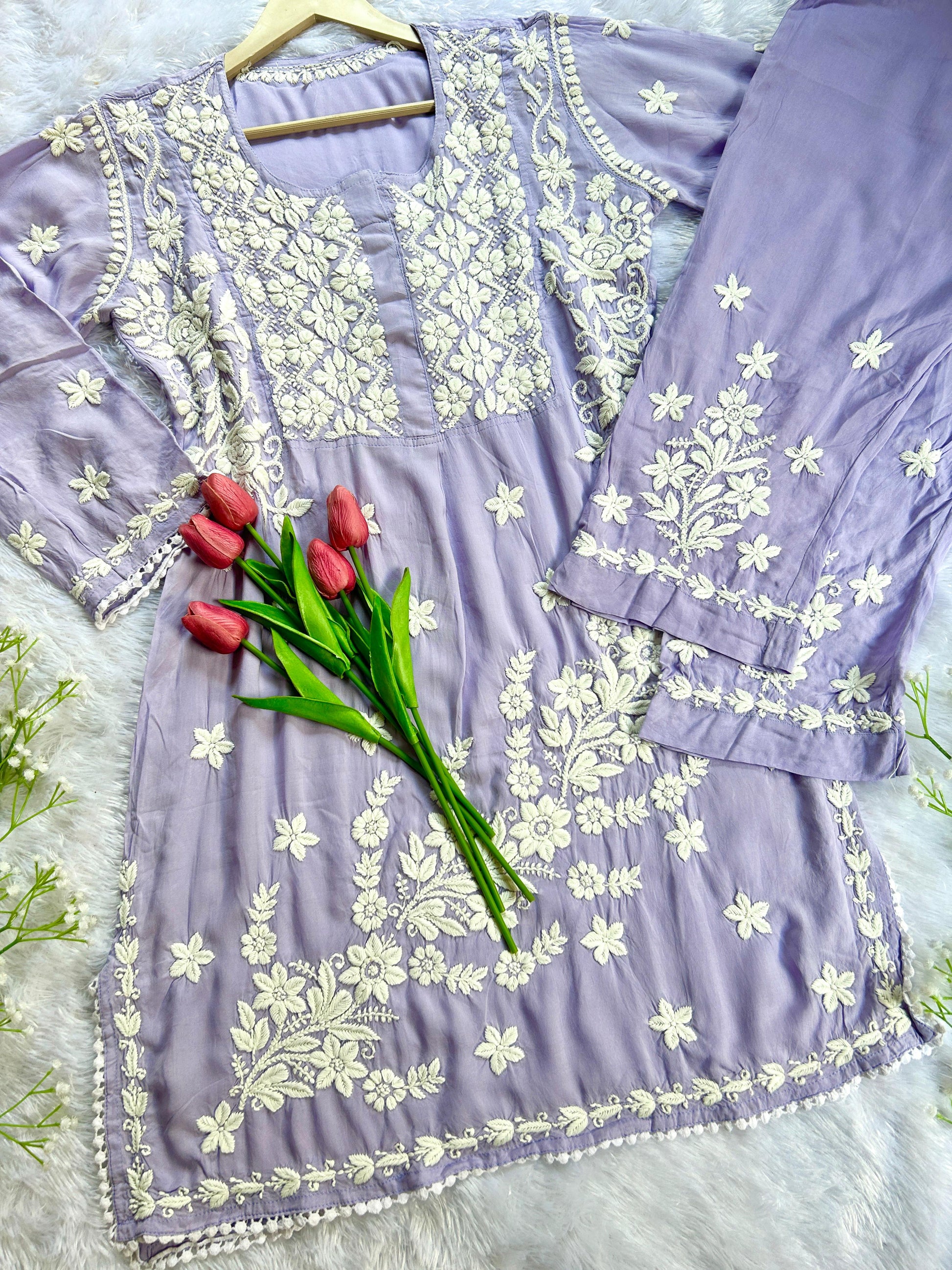 Aiman Lavender Modal Co-ord - Hayat's Lucknowi