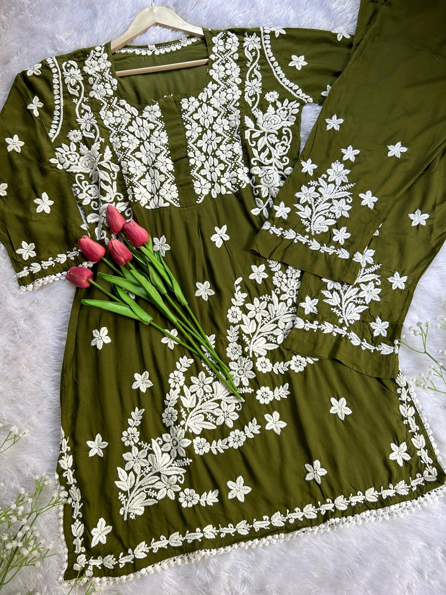 Aiman Mehendi Green Modal Co-ord - Hayat's Lucknowi