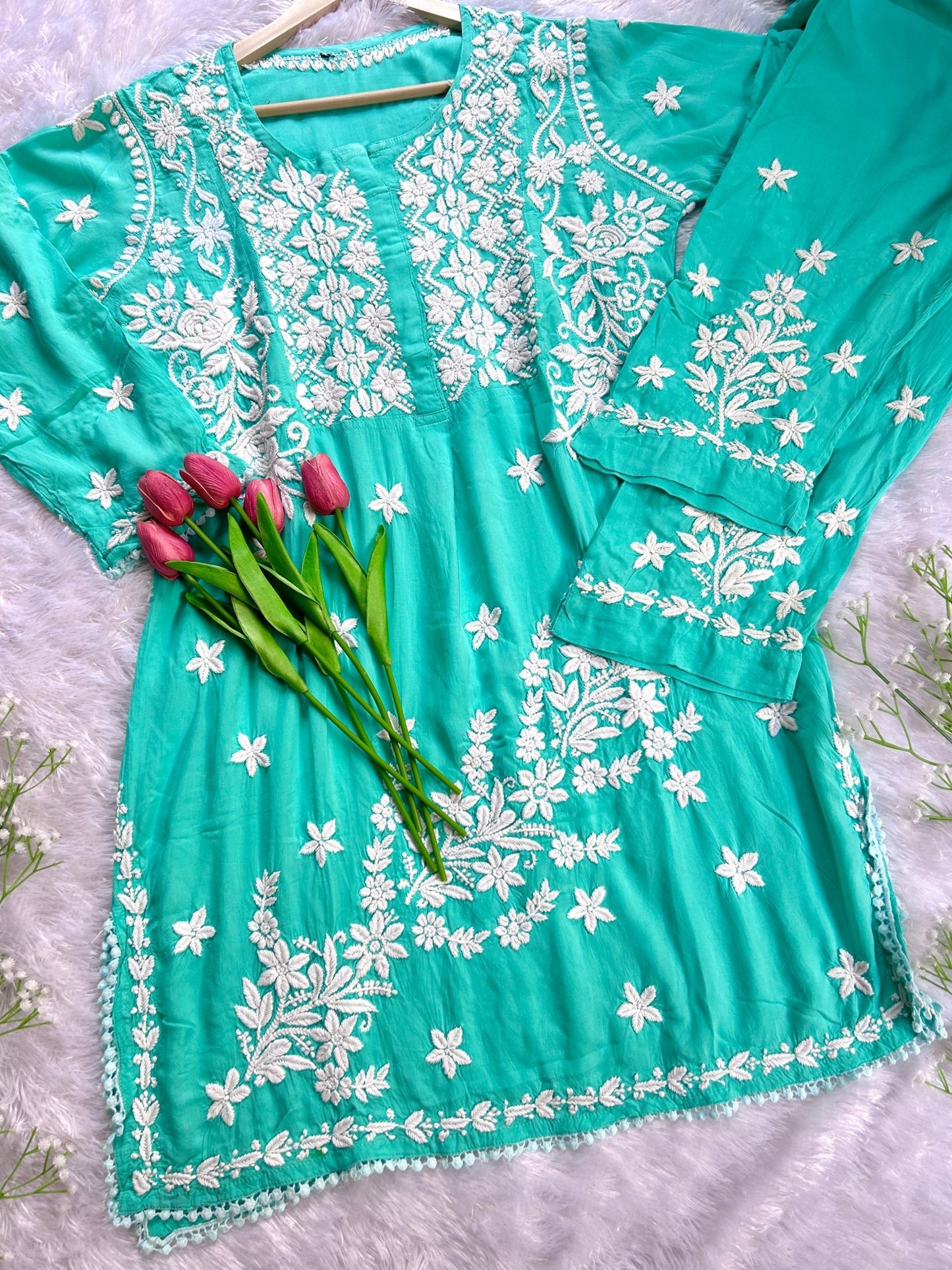 Aiman Turquoise Modal Co-ord - Hayat's Lucknowi