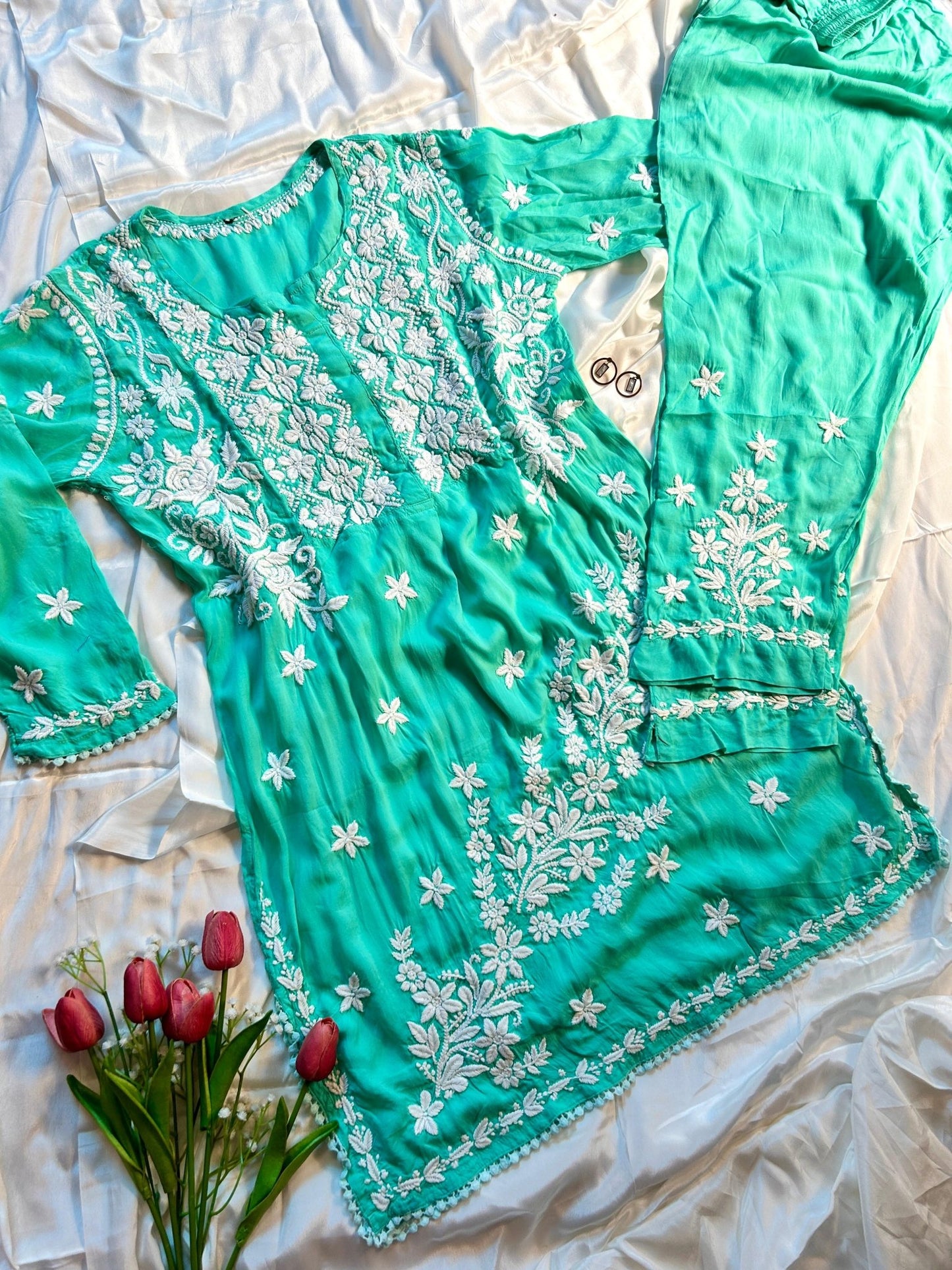 Aiman turquoise modal co-ord - Hayat's Lucknowi