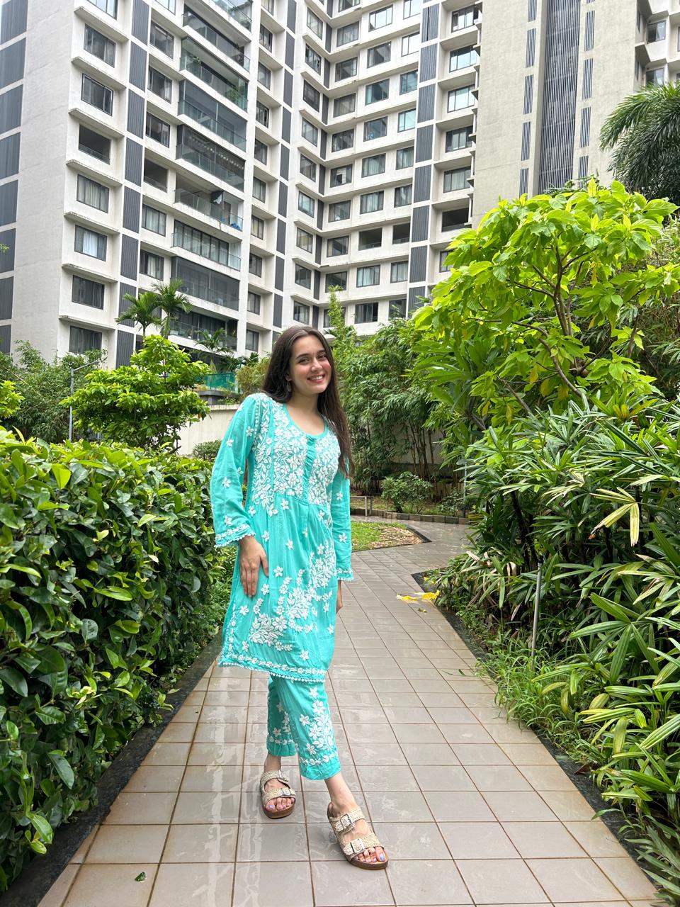 Aiman turquoise modal co-ord - Hayat's Lucknowi