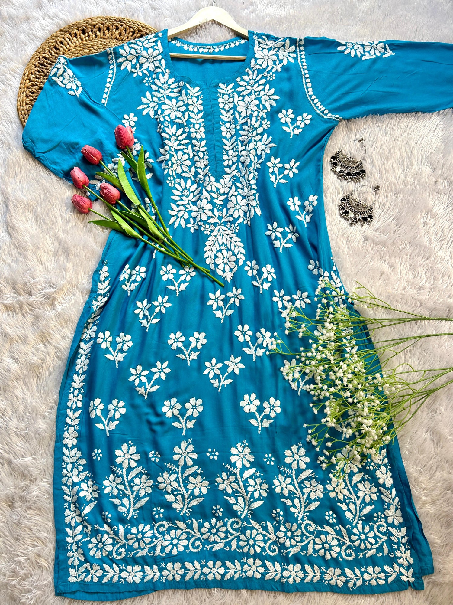 Alina Azure Blue Modal Kurti - Hayat&