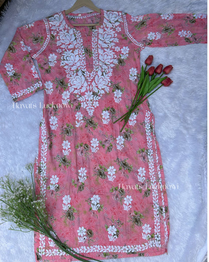 Anam premium pink chikankari kurti - Hayat&