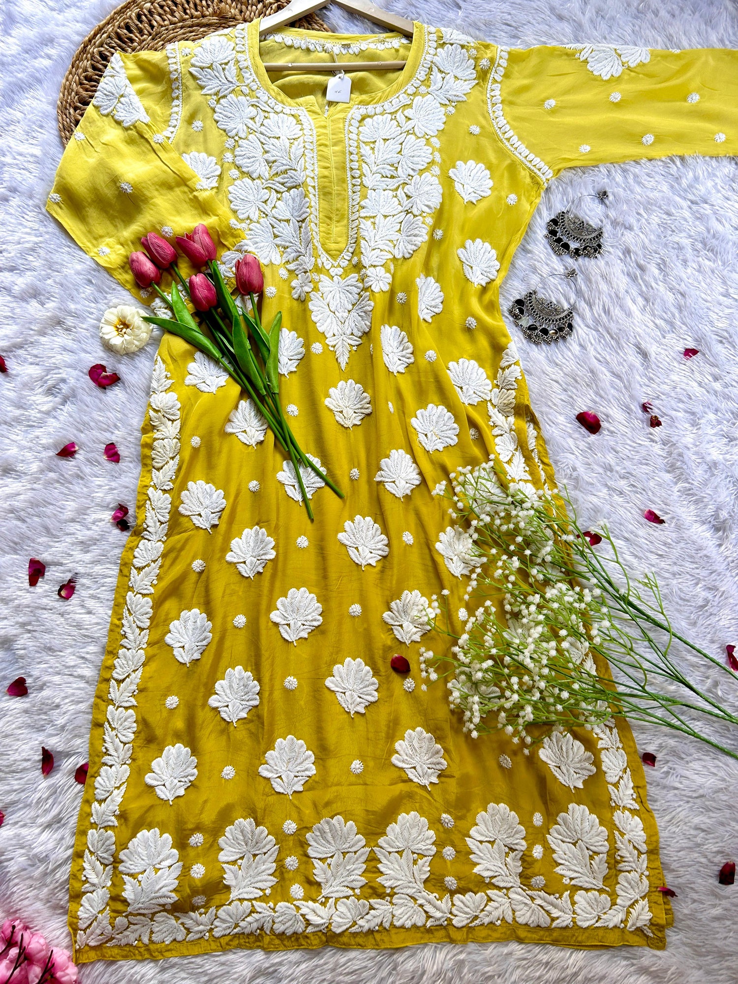 Asma Yellow Muslin Crepe Kurti - Hayat&