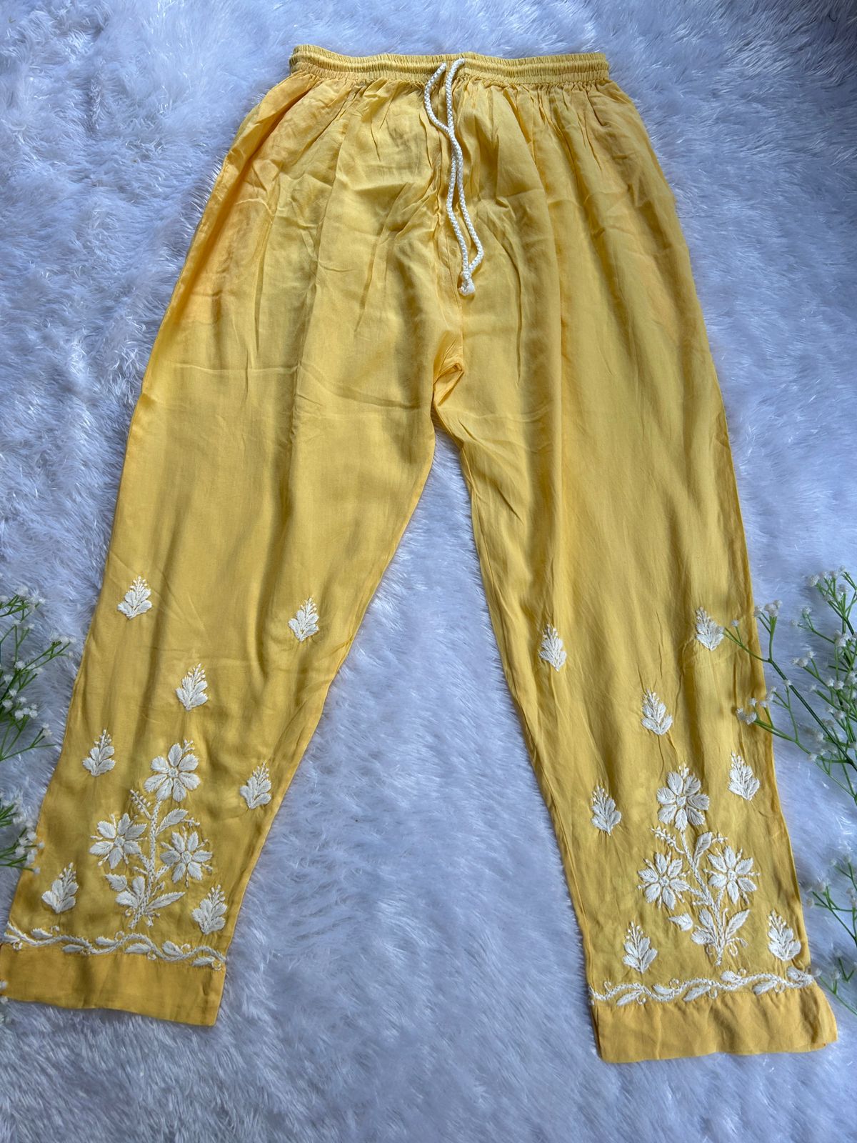 Aiman Yellow Chikankari Modal Co-ord - Hayat&