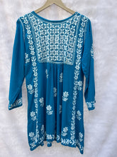 Blue short chikankari frock - Hayat&