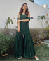 Nora Bottle Green Viscose Georgette Chikankari Mukesh Gharara Set - Hayat&