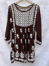 Brown short chikankari frock - Hayat&