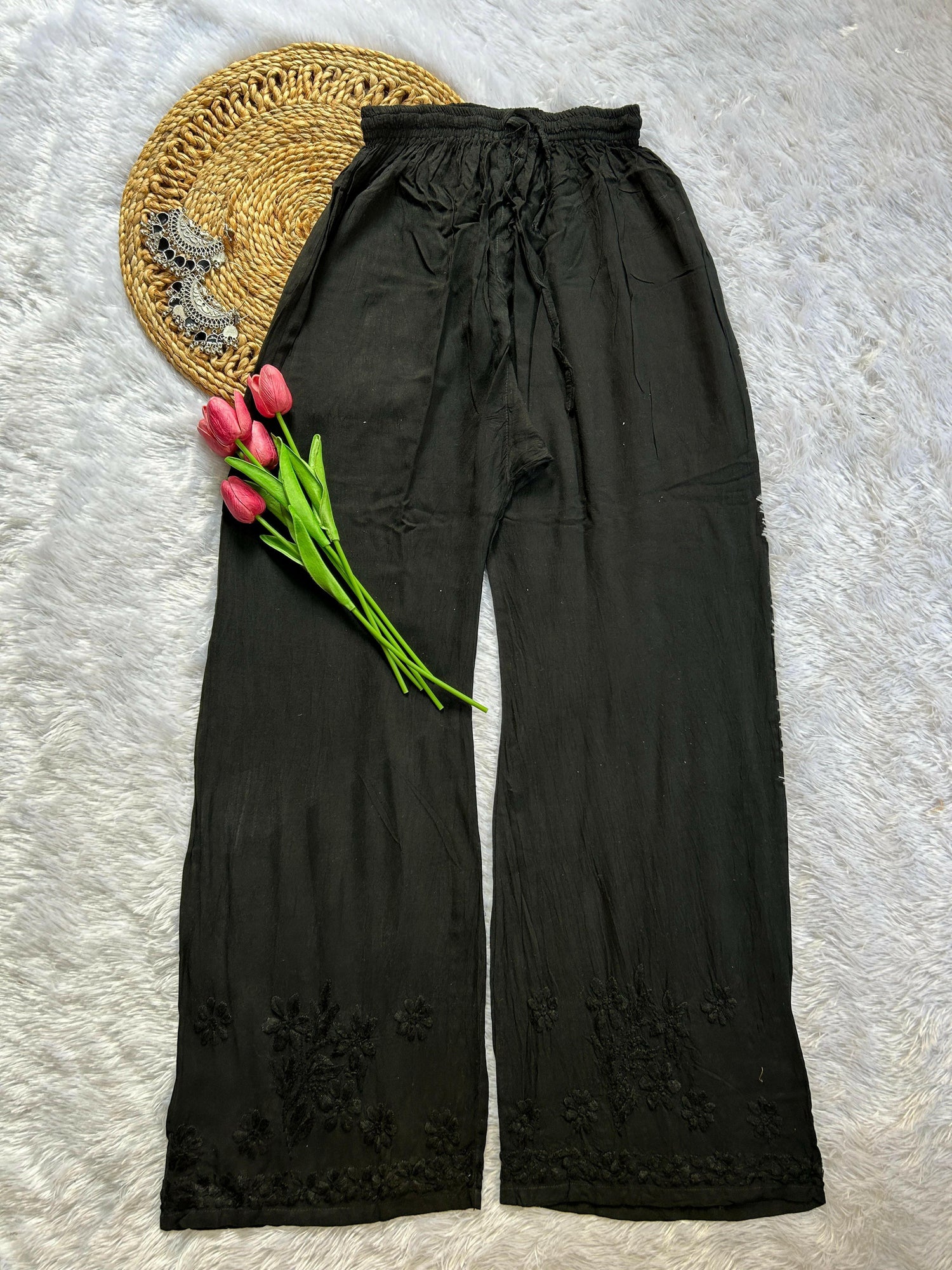 Zeenat Black Rayon Chikankari Set - Hayat&