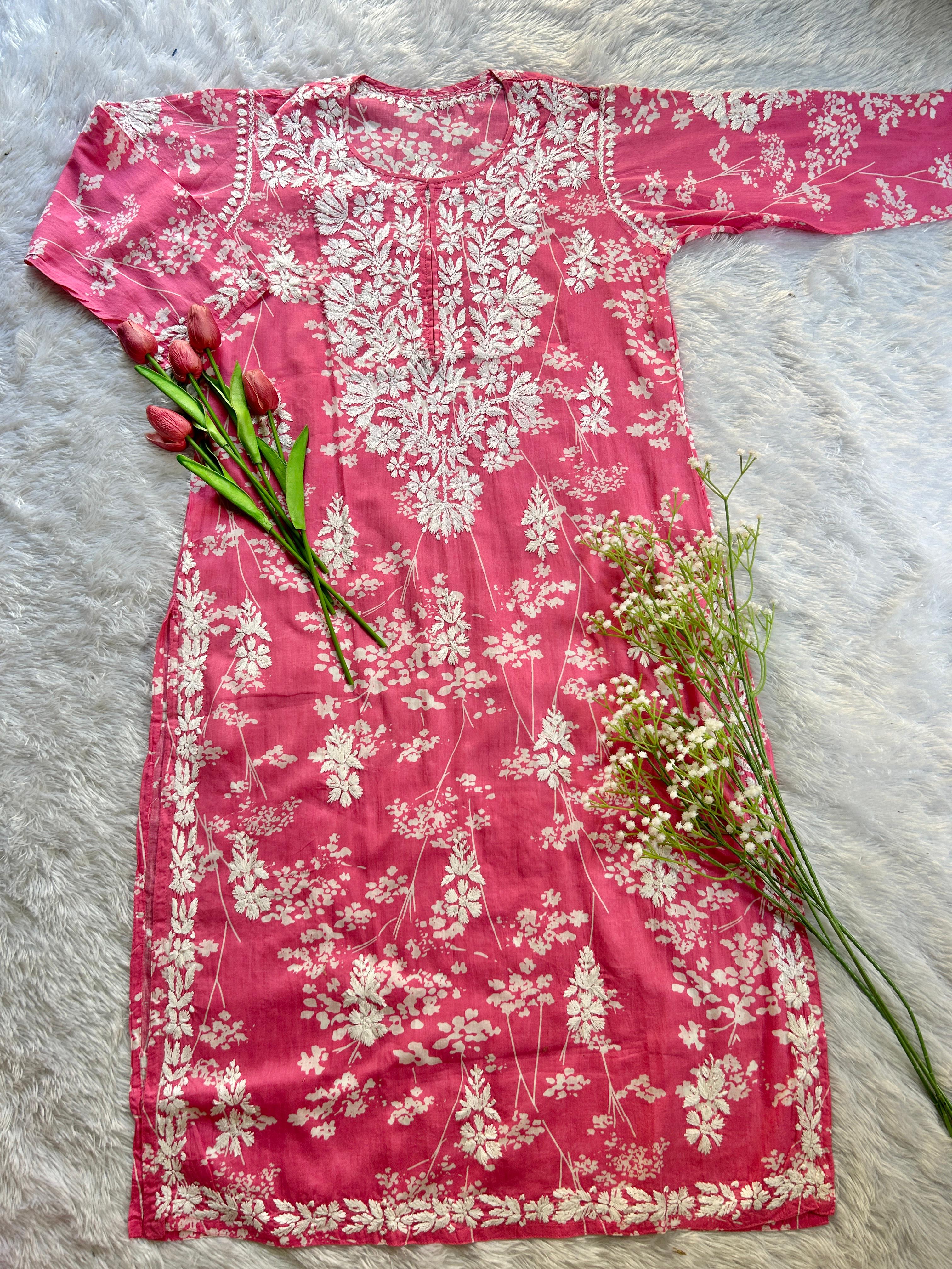 Batool Pink Mul Mul Kurta - Hayat&