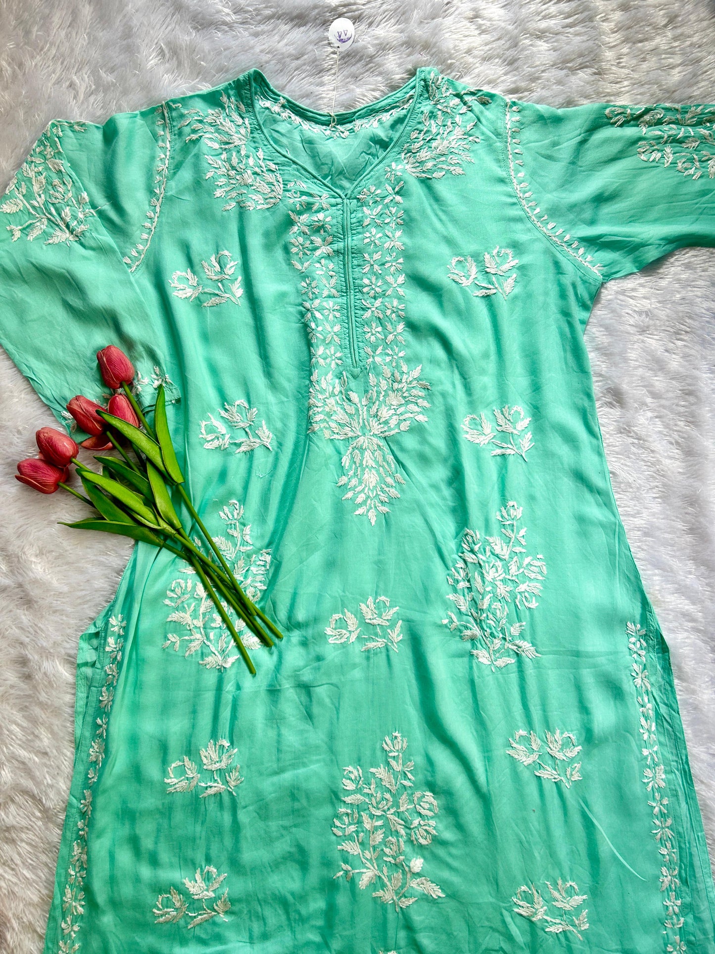 Modal-Kurti in Rosen- und Seegrün