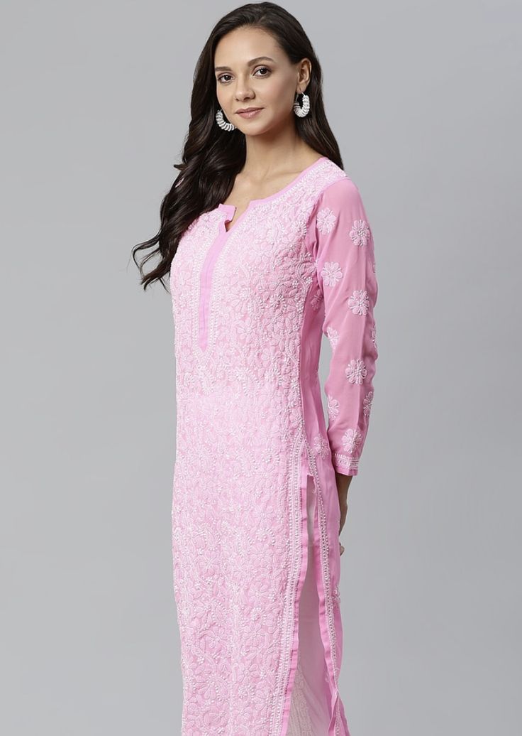 Karishma Lilac Georgette Chikankari Kurti