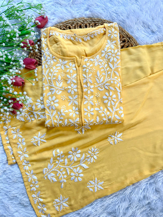 Ilma Yellow Modal Set - Hayat's Lucknowi