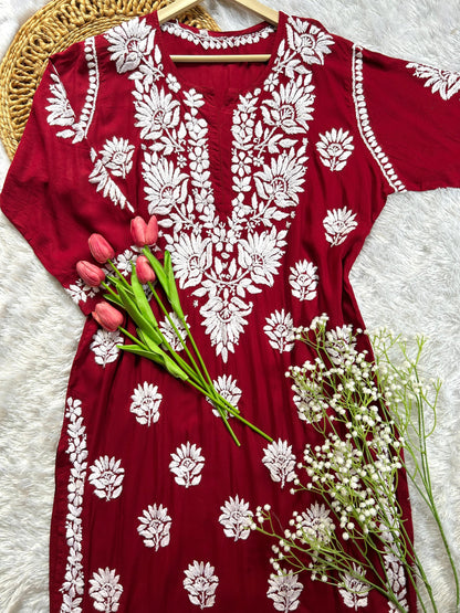 Hina Maroon Modal Kurti - Hayat&