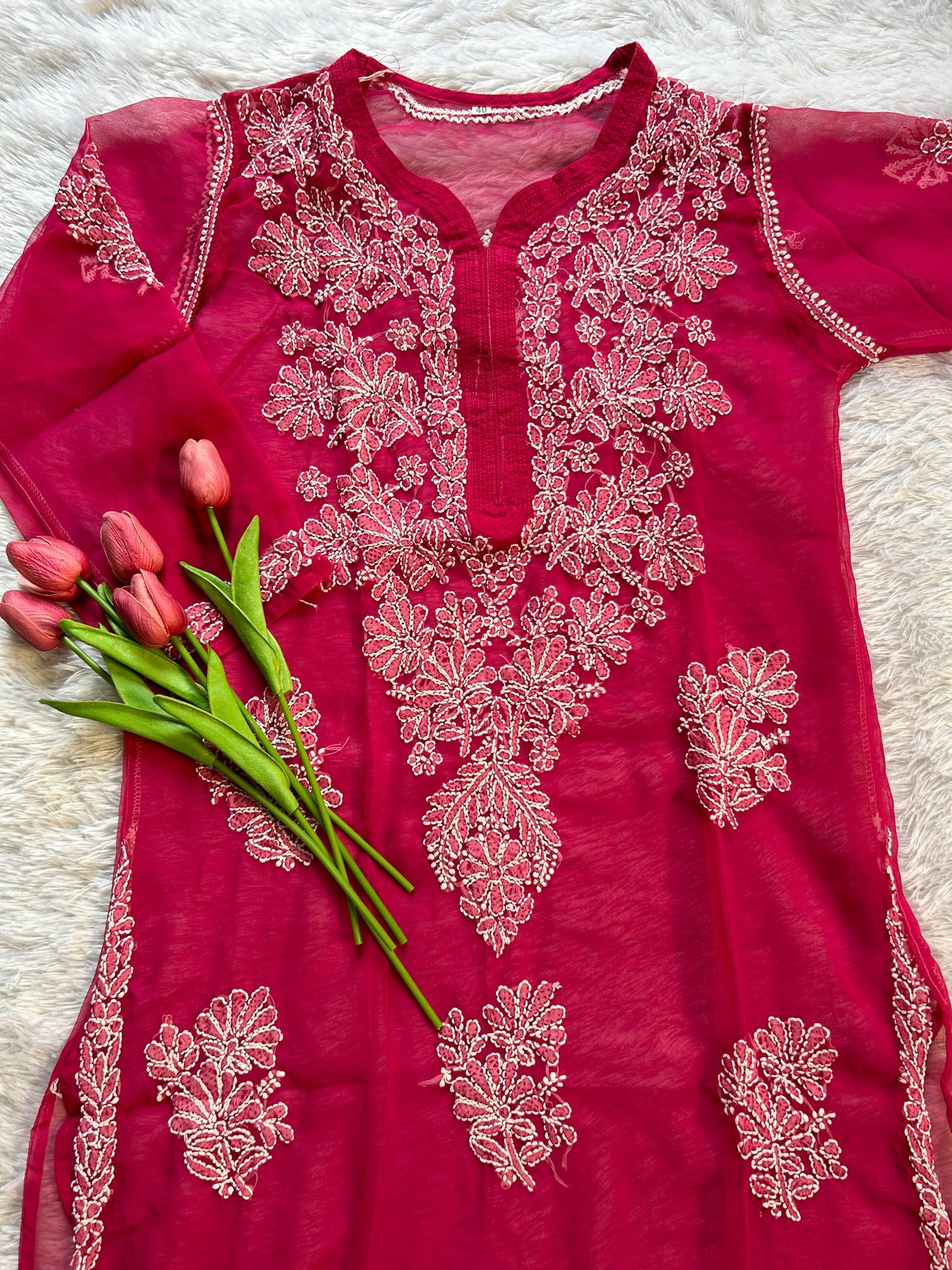 Ayena Deep Pink Georgette Kurti - Hayat&