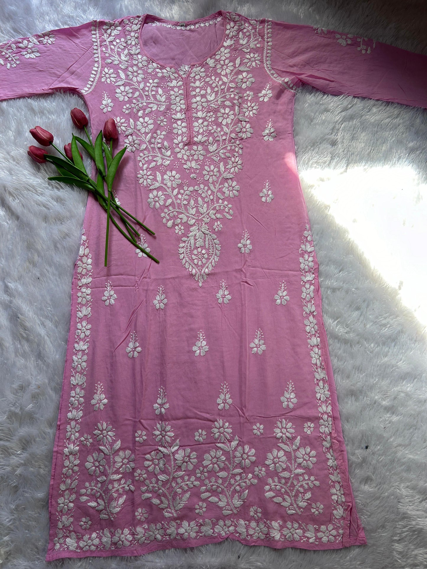 Faiz Pink Modal Kurti - Hayat's Lucknowi