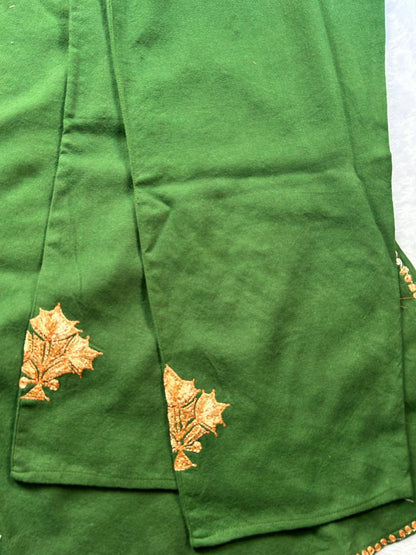 Green Kashmiri Tilla Work Woolen Pheran by Hayat's Lucknowi