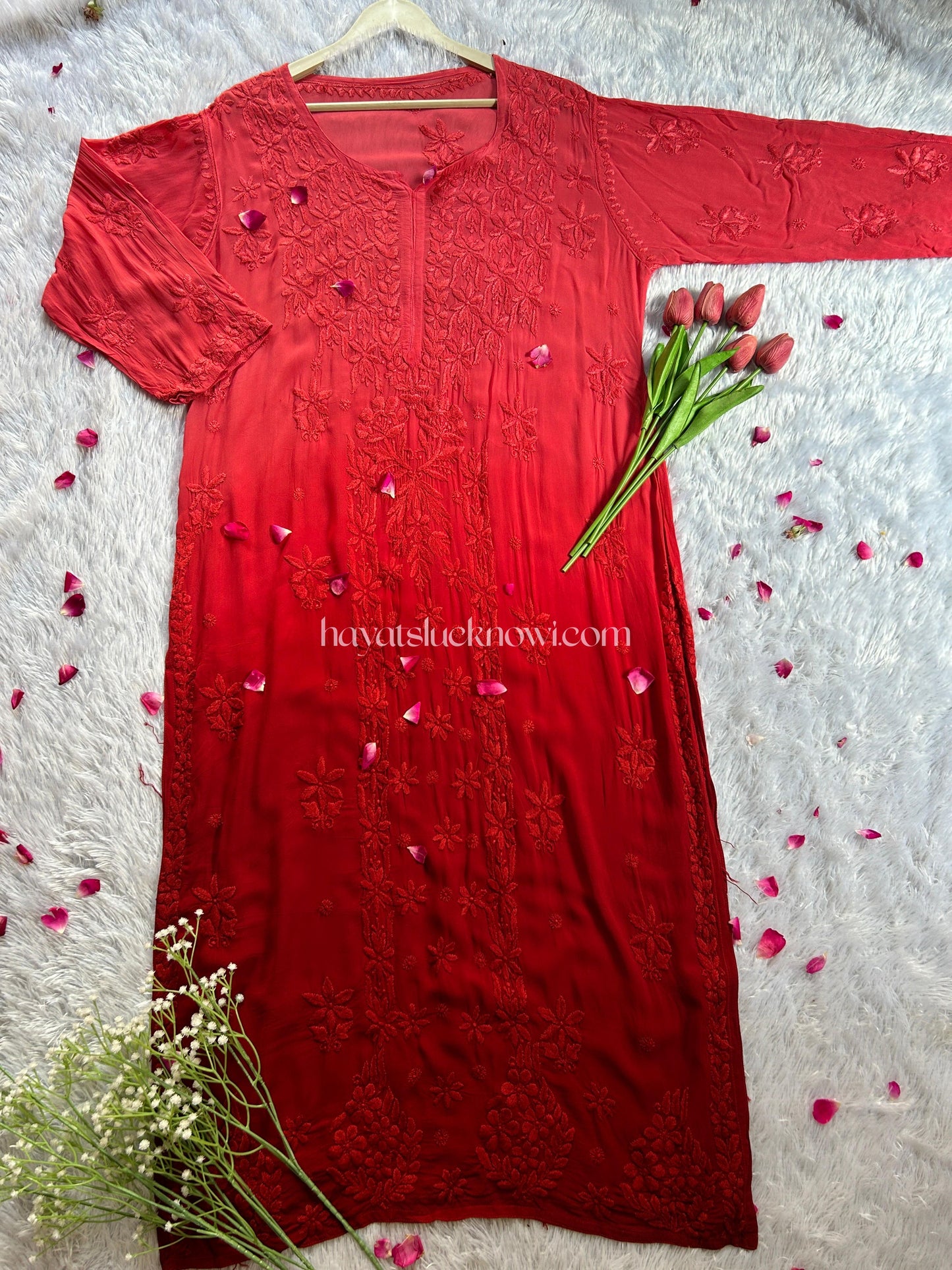 Inaya red viscose georgette kurta