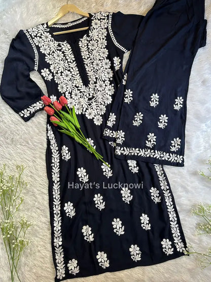 Khushi Navy Chikankari Rayon Set