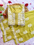 Green chikankari rayon kurta set with intricate white floral embroidery, The set is from Hayat&