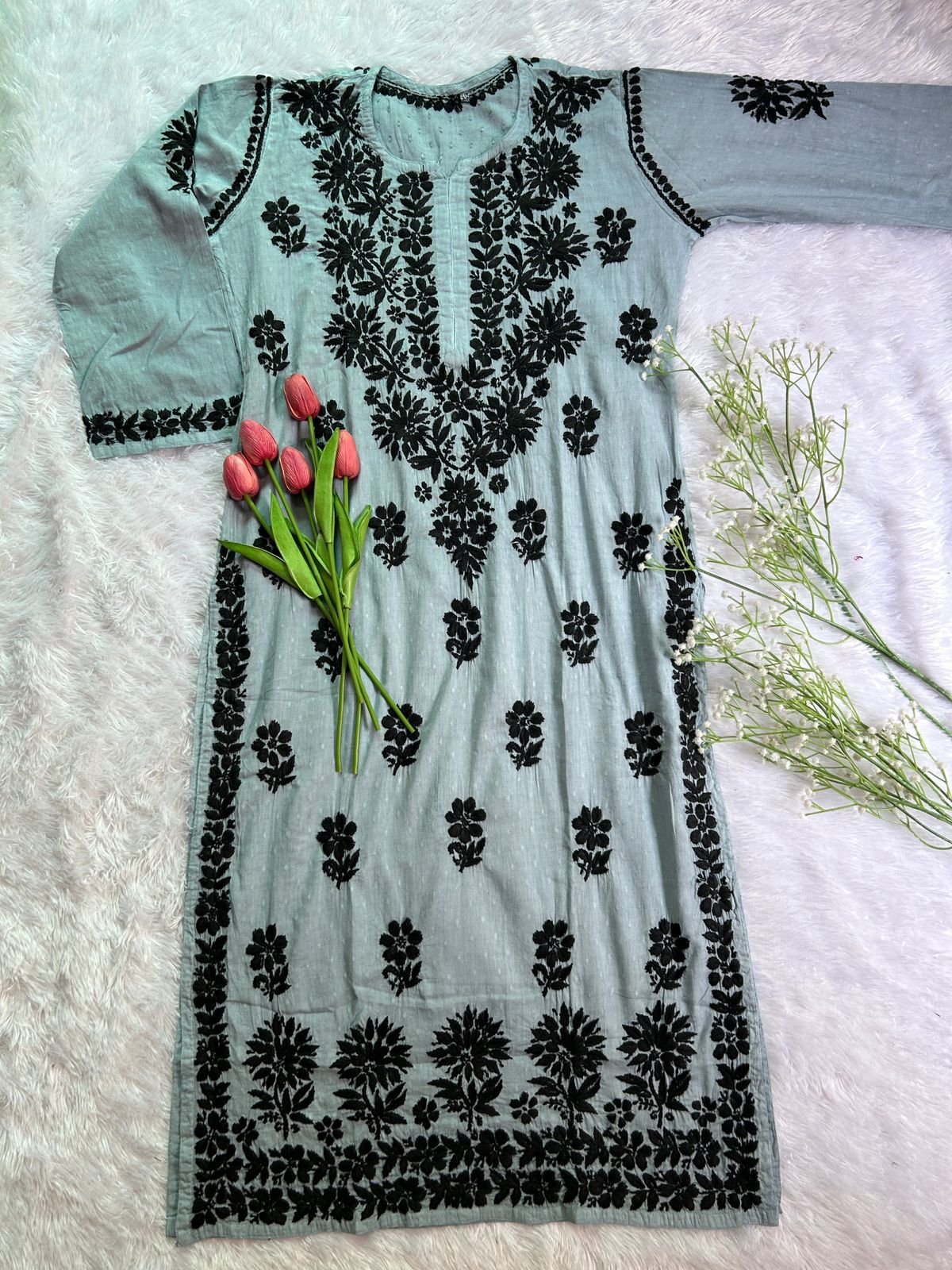 Liyana gray dobby cotton kurti