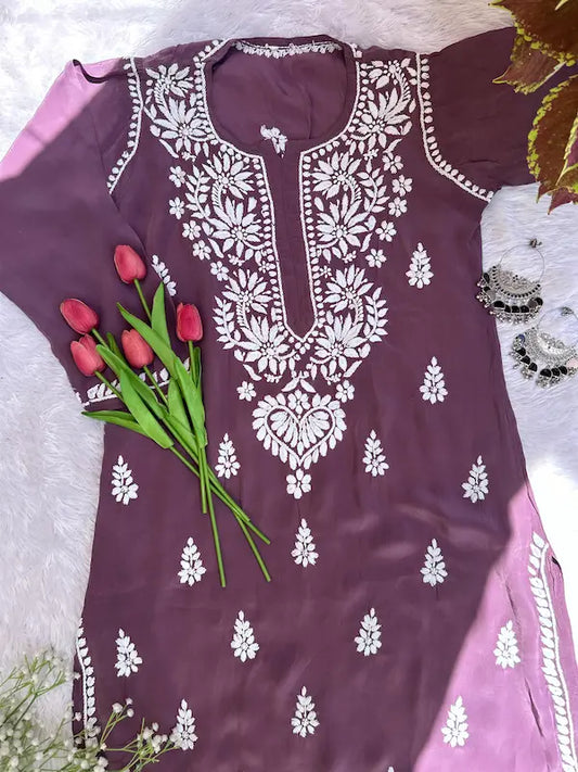 Mauve Crepe Silk Kurti
