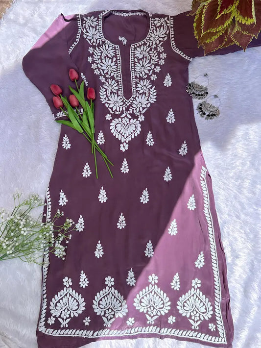 Mauve Crepe Silk Kurti