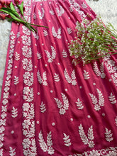 Nisha Pink Muslin Nyra Cut Chikankari Kurti - Hayat&