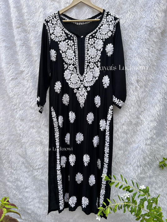 Nuzhat black modal kurti - Hayat's Lucknowi