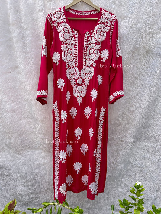 Nuzhat deep pink modal kurti - Hayat's Lucknowi